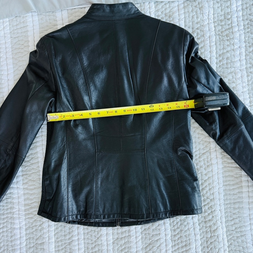 Renuar Black Leather Jacket, Size 10 - Picture 8 of 9